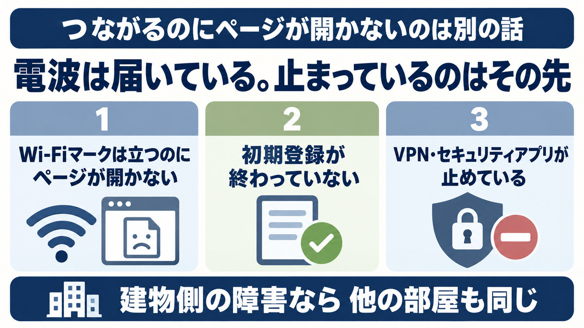 レオネットが繋がるのにページが開かない原因をイメージした画像