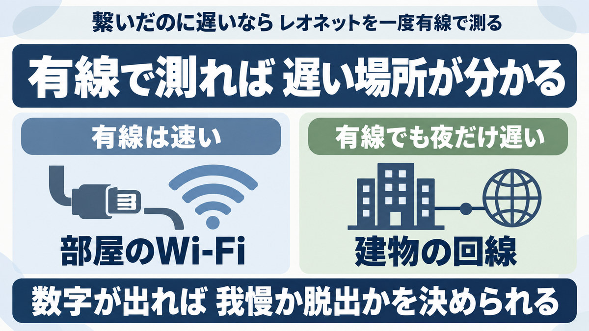 レオネットを有線で測って遅い場所を切り分ける図